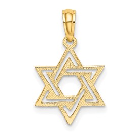 14K Solid Yellow Gold Star of David Jewish Magen Necklace Judaica Religious Chain Pendant Israel Charm 22mm x 12mm Only