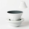 COFIL FUJI Ceramic Coffee Filter Dripper with Dedicated Base and Saucer, white, made in japan