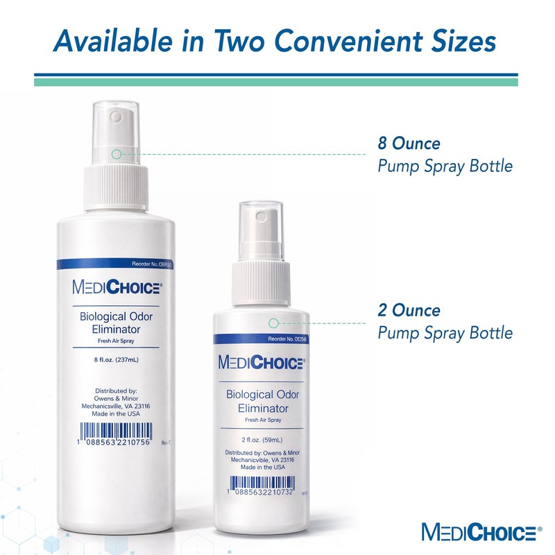 MediChoice Biological Odor Eliminator, Scented, Pump Spray, 8 Oz, 1314OE8120