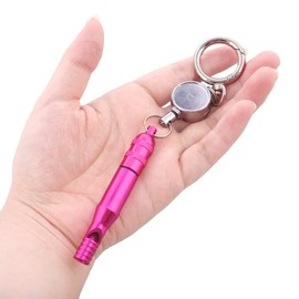 Daio Seisakusho Emergency Whistle, Disaster Prevention Whistle, ID, Outdoor Use, Security Goods, Reel Key Included, Hazard Prevention, Lightweight, Emergency Contact ID Paper Included, Pink