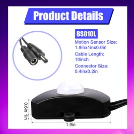 Hortsun 6 Pieces DC 5V-24V 5A PIR Motion Activated Sensor Light Switch Occupancy Motion Sensor with DC Coupler Cable for Party LED Strip Light