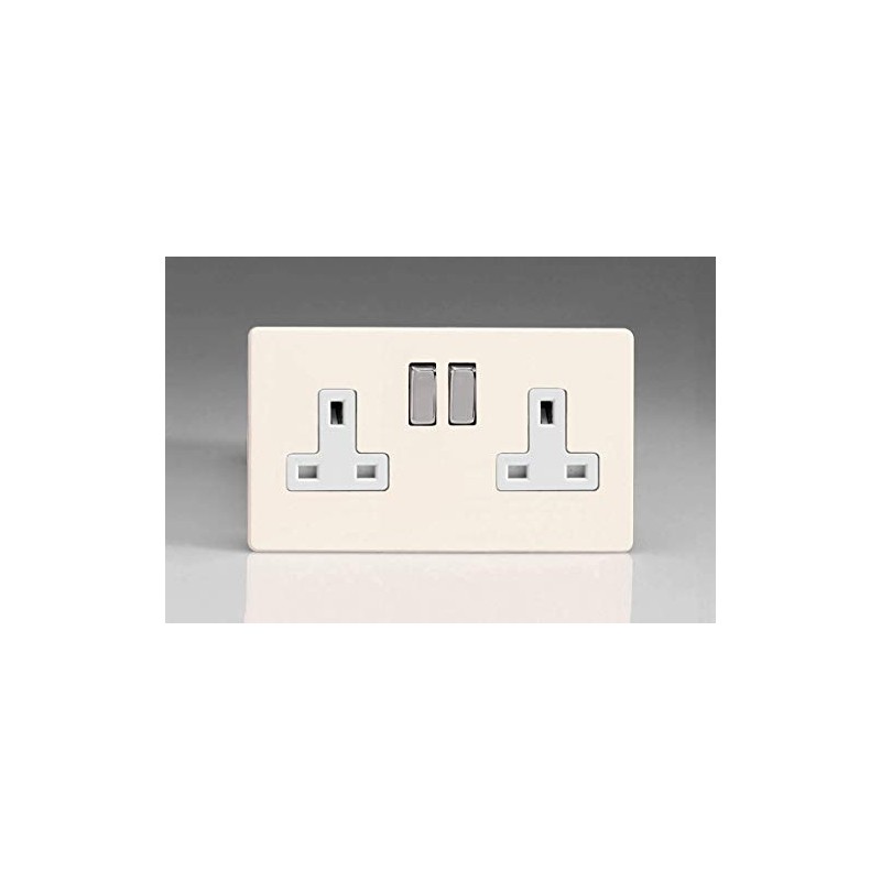 Varilight Primed Ready to Paint Flat Plate Screwless 2 Gang