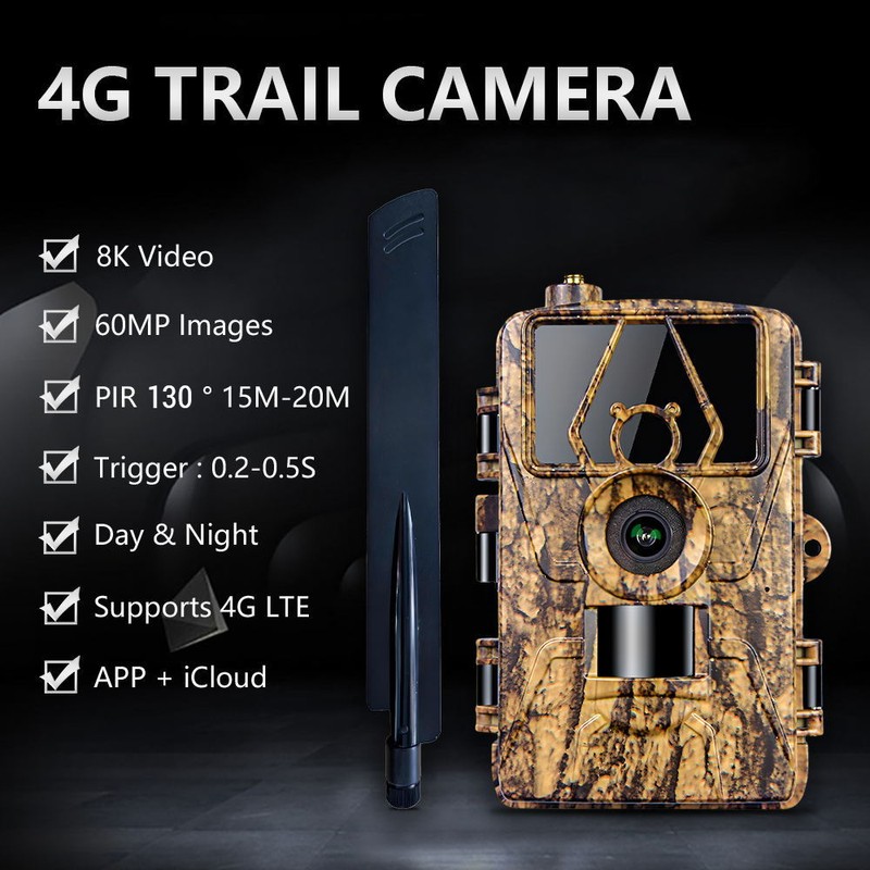 Trail Cam with 8K Video 60MP Images Night Vision Motion