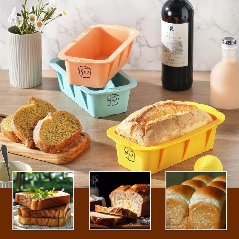 DAJLFA Silicone Bread Loaf Pan, 3 PCS Silicone Loaf Pans