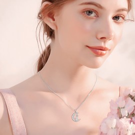 VONALA Bunny Necklace Sterling Silver Rabbit Necklace for Women I Love You to the Moon and Back Rabbit Mama Necklace Bunnies Jewelry for Women Teens Girls Bithday Gift