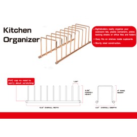 FitWell Kitchen Bakeware Organizer,Plate Racks,Rack for Plastic Lids,Cutting Boards,Cookie Sheets,Pots & Pans Holder,Compact Kitchen Storage,Cabinet Organizer (Copper)