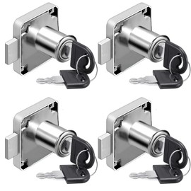 Litensh Cam Lock 22mm, 4PCS Security Cabinet Lock with Key Different Cupboard Lock for Furniture Cabinet Mailbox Drawer Household Office (4, 22MM)
