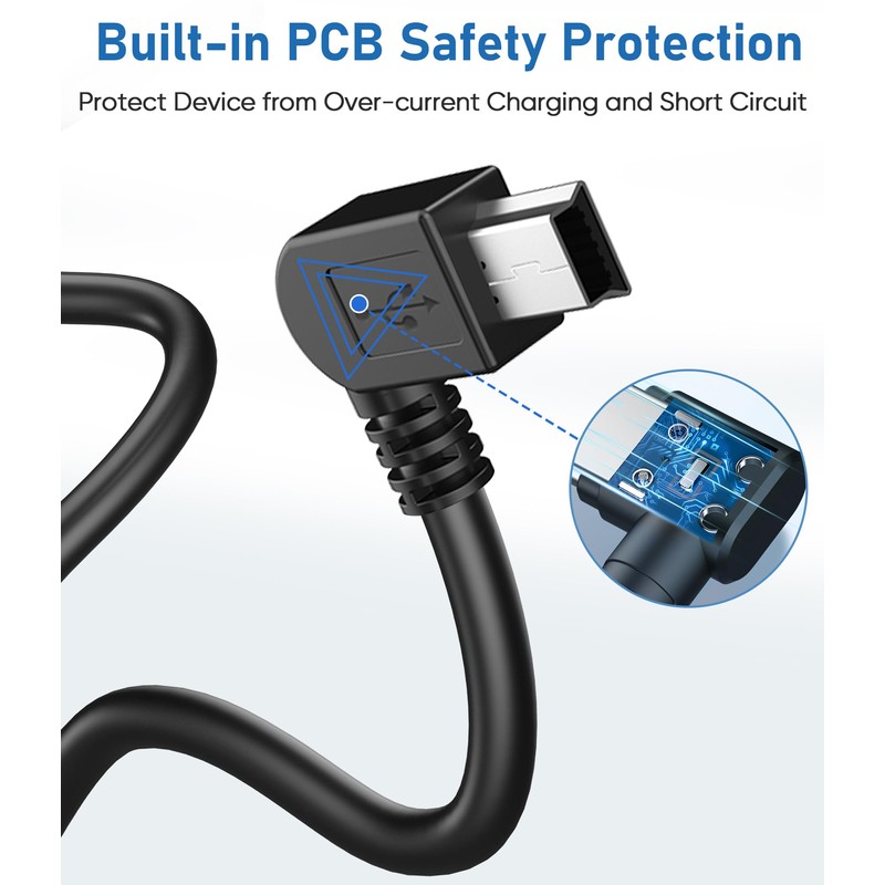 Gonifeto Dash Cam Charger Cable,(3Ft 18AWG)Thicker Shielded Mini USB Charging