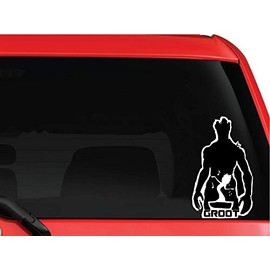 LA DECAL Baby Groot Pumpkin Carving on car Truck SUV Laptop Vinyl Decal Sticker White 6 inches