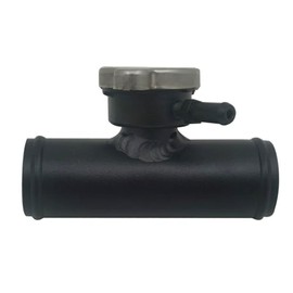 HCHCSPEED 45mm 1-3/4" Aluminum Inline Filler Neck Radiator Hose Pipe With Cap 45 Degrees Black