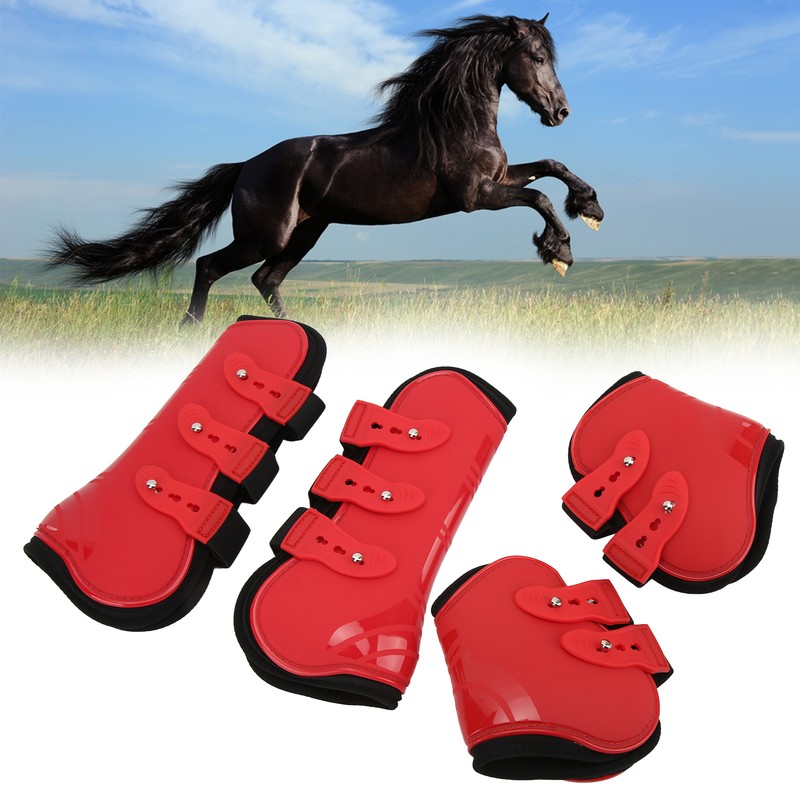 4pcs Horse Leg Guard PU Neoprene Front Hind Horse Tendon