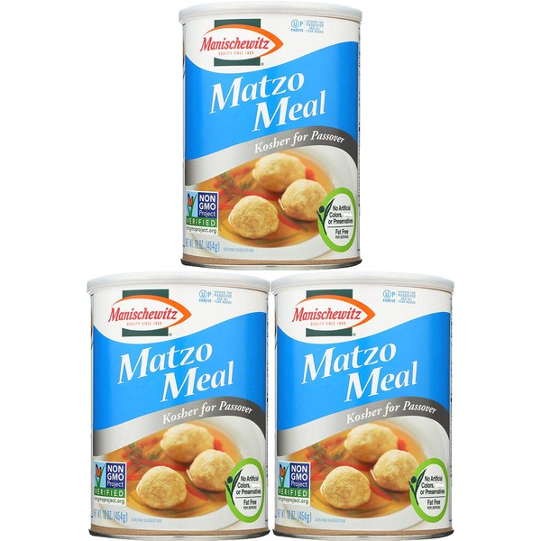 Manischewitz Matzo Meal Passover Canister, 16 Oz (Pack of 3, Total of 48 Oz)