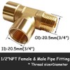 Uenede 2PCS Brass Tee Pipe Fitting 1/2" NPT Female x