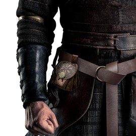 HiiFeuer Medieval Embossed Faux Leather Belt Pouch, Retro Renaissance Portable Belt Bag Coin Purse Dice Bag for LARP Ren Faire(Brown A)