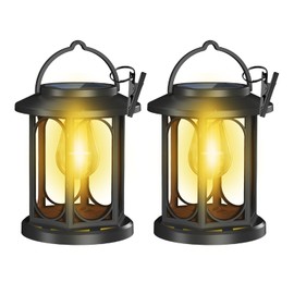 BATCELS Solar Lanterns Outdoor Waterproof,Hanging Solar Lights for Outside with Built-in Bulb,Outdoor Lantern Decor for Porch,Patio,Garden,Suitable for Daily Lighting or Festive Decoration,2 Pack