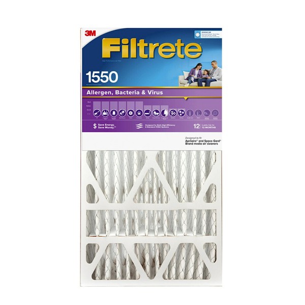 Filtrete 16x25x5, AC Furnace Air Filter, MPR 1550 DP, Healthy Living Ultra Allergen Deep Pleat, 1-Pack (Actual Dimensions 15.62x24.12x4.87)
