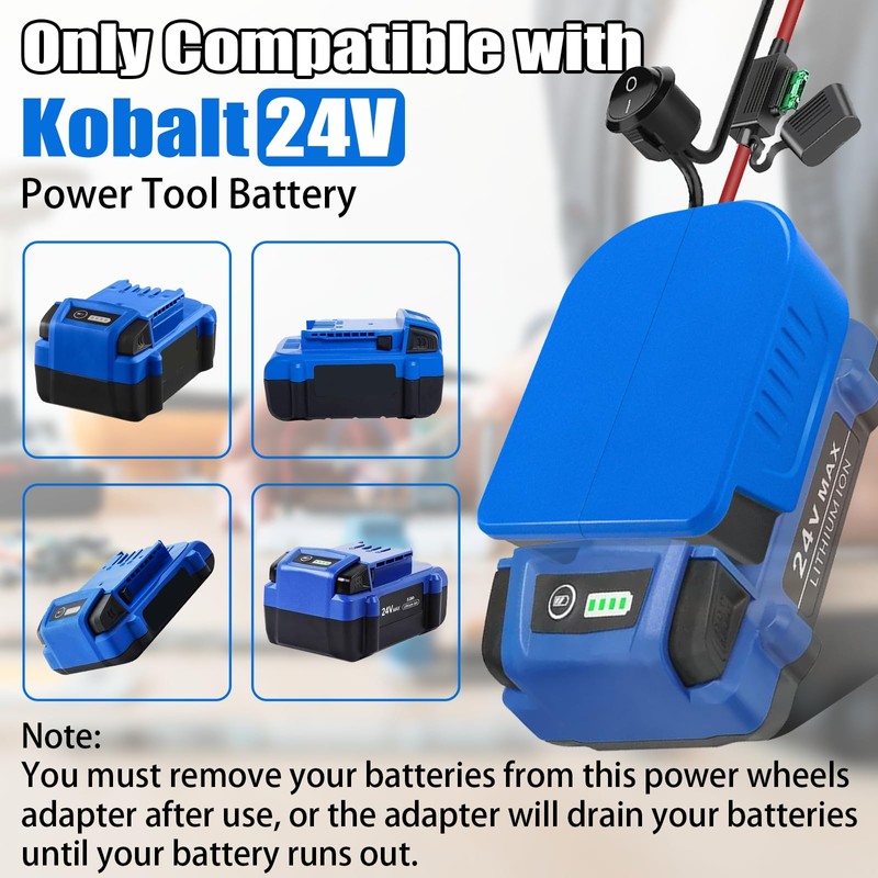 Power Wheel Adapter for Kobalt 24V Battery with Fuse, 14