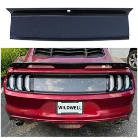 WildWell Trunk Decklid Panel for 2015-2023 Ford Mustang GT Rear Decklid Panel Trim Center Boot Cover Exterior Accessory Carbon Fiber Style