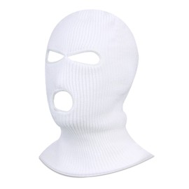 Blulu Ski Mask Winter Balaclava Ski Mask Warm Full Face Ski Mask Thermal Men Ski Mask 3 Hole Knit Face Mask for Outdoor Sports (White)