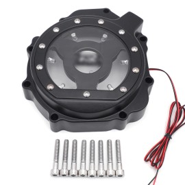 HONGK 2005-2008 Suzuki GSXR1000 Black w/ White LED Left Engine Stator Cover Guard