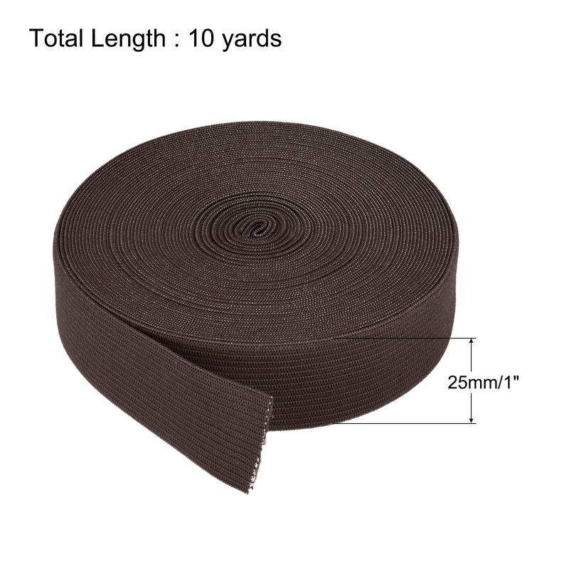 MECCANIXITY Elastic Bands for Sewing 1" 10 Yard Dark Coffee