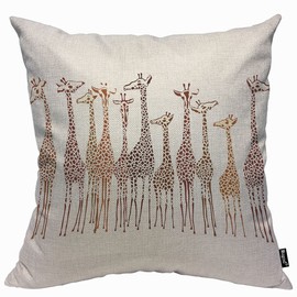 Mugod Giraffes Animal Cushion Cover Throw Pillow Covers Lovely Wild Cartoon Africa Safari Tall Group Crowded Spot Zoo Pillow Case for Men Women Decorative Home Sofa Chair Couch 45x45cm/18x18 Inch