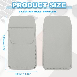 PATIKIL 6 Pack Leather Pocket Protector, MultiPurpose Pen Pocket Protector Pen Holder Organizer Pouch Pencil Sleeve for Heavy Duty Shirts Lab Coats Pointers Notes Card Office, Gray