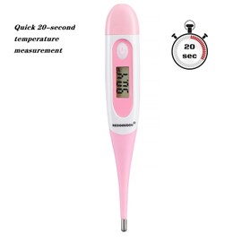 Digital Pet Thermometer for Accurate Fever Detection, Suitable for Cats/Dogs/Horse/Veterinarian, Waterproof Pet Thermometer, Fast and Accurate Measurements in 20 Seconds (Pink)