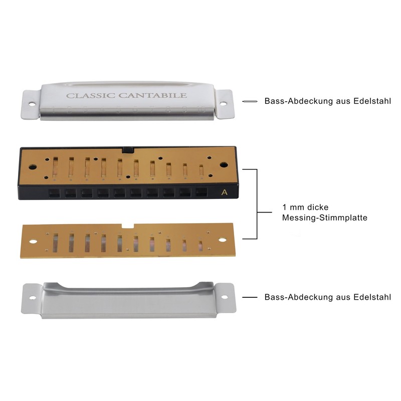 Classic Cantabile AHBS-7 Alabama Blues Harmonica 7 Harmonica Set -