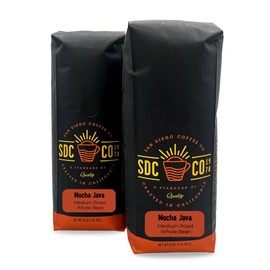 San Diego Coffee Mocha Java, Medium Roast, Whole Bean Coffee, 16-Ounce Bags (Pack of 2) Café en grano tostado