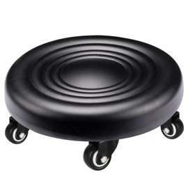 IMMER LIEBEN Rolling Stool Low to Ground Waterproof Roller Seat with 5 Universal Swivel Caster Wheels for Home Office, Garage Shop Black
