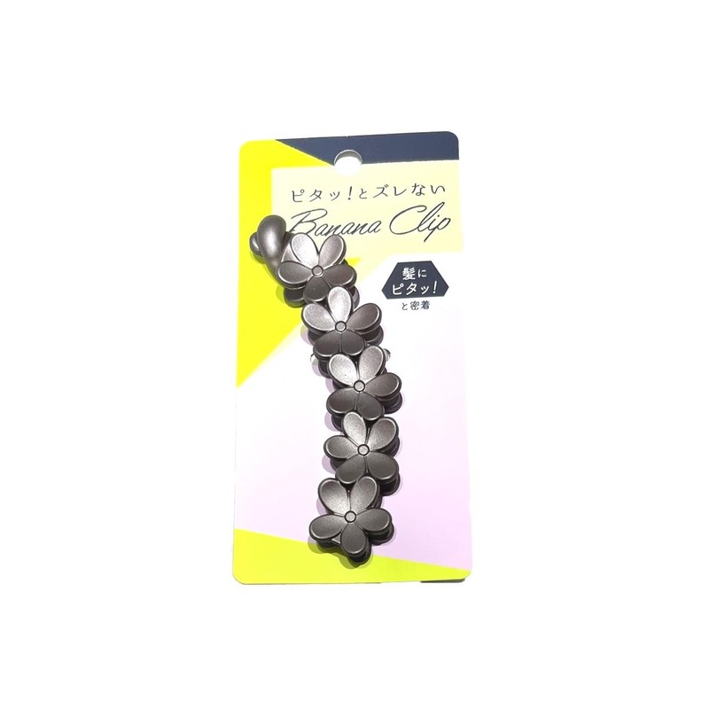 No Slip Banana Clip Flower Matte Black (Smoky Beige)