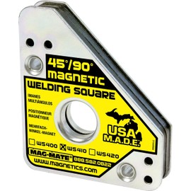 MAG-MATE WS410 Standard Magnetic Welding Square, Mid-Size, Fuzz Iron Reduction Covers, Durable Magnets, 45° and 90° Angles, Large Finger Hole, 75 lbs. Holding Capacity