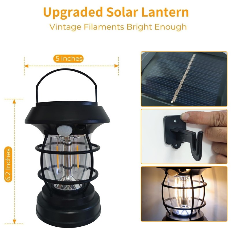 JaelBael Solar Hanging Lantern Outdoor IPX4 Waterproof -Warm Solar Camping