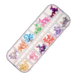 HONMEET Acrylic Butterfly Nail Charms Kit Diverse Colors Styles for DIY Nail Art Portable Manicure Accessories Elegant Decorations