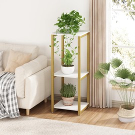 YIZAIJIA Plant Stand Indoor 3 Tier Tall Metal Corner Storage Tiered Plant Shelf Holder Multiple for Living Room Balcony Garden,Gold(3 Tier-Gold)