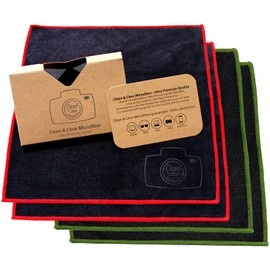 Clean & Clear Microfiber Extra Large Cleaning Cloth [4 Pack] - Ultra Premium Microfiber for Camera Lens, Glasses, Screens, and All Lens