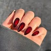 SXVME Uñas acrílicas prensadas en almendra, color negro y rojo
