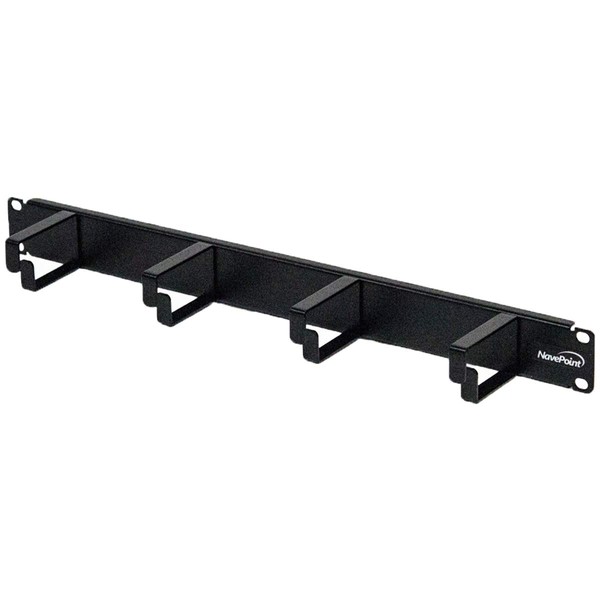 NavePoint 1U Horizontal 19-Inch Rack Mount Cable Management Panel with