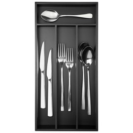 Conflech Upassion Silverware Organizer Narrow Bamboo Utensil Organizer Black Kitchen Drawer Organizer Silverware Holder Cutlery Organizer in Drawer Flatware Organizer Black