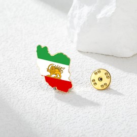 Dreamtimes Iran Lion and Sun Brooch Pin for Women Men Iran Map Brooch Pin Iranian Memorial Medal Pins Stainless Steel Persian Vintage Iran Jewelry (Gold)
