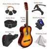 30" Left Handed Wood Guitar with Case and Accessories for