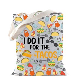 Taco Gift Gym Workout Gift Weightlifting Powerlifting Taco Gym Day Tote Bag for Taco Lover (TACOS Tote)