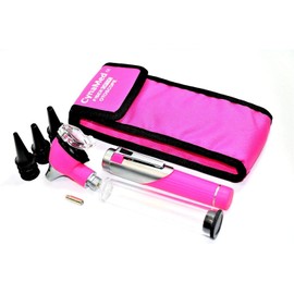 New Premium Student Home Use Led Bright Light Ent Diagnostic Otoscope Pocket Size Pink Plus 1 Extra Replacement Bulb Plus 10 Specula Cynamed
