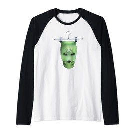 Green Balaclava | Gangster Mask | Bandit Robber Raglan Baseball Tee