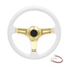 Universal 14" White Wood Steering Wheel Gold Spoke 6 Bolts
