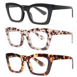 REAVEE Oprah Style Reading Glasses for Women Blue Light Blocking Computer Fashion Readers with Spring Hinge and Glasses Pouch +0.5