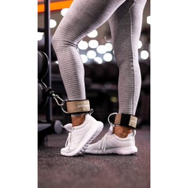 Fitgriff® Ankle Straps V2 for Cable Machine (2 Pieces) - Gym Workout Equipment - Leg Pulley Attachment, Kickback Straps (Sand)