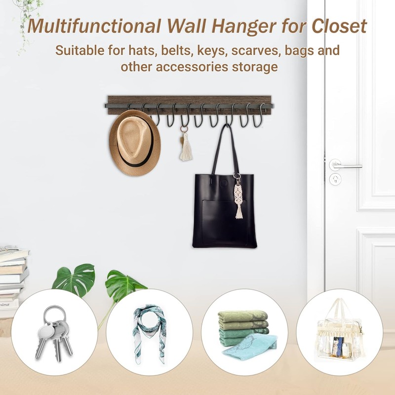 Mkono Hat Rack for Wall Wooden Baseball Caps Organizer with