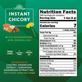 CHICORAYA Mushroom Mix Chicory, Lion’s Mane, Cordyceps, Dandelion Vegan No Caffeine 14.1oz